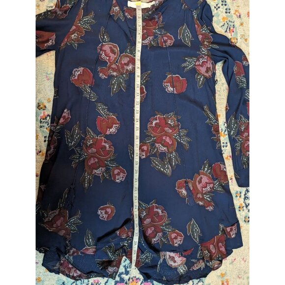 NWT ASTR the Label Navy and Burgundy Floral Long Sleeve Romper - S - Picture 10 of 14
